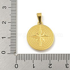 イオンプレーティング（IP）304ステンレスペンダント  スターチャーム付きフラットラウンド  ゴールドカラー  19x16.5x2mm  穴：2x5mm&nbsp;STAS-F307-21G