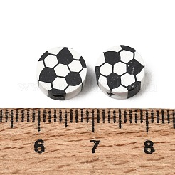 手作り樹脂粘土ビーズ  サッカー  ブラック  8.5~9x4~4.5mm  穴：2mm&nbsp;PY-CBA5A20-03