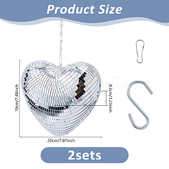 Heart Glass Mirror Ball Reflective Ball&nbsp;AJEW-WH0036-123B