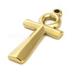 304ステンレスペンダント  アンククロスチャーム  14KGP本金メッキ  37x18x3mm  穴：1.8mm&nbsp;STAS-L022-110G-03
