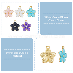 150Pcs 5 Colors Flower Shape Alloy Enamel Pendants&nbsp;ENAM-DC0001-32