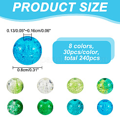 200pcs 8 Colors Spray Painted Crackle Glass Beads Strands&nbsp;CCG-AR0001-05