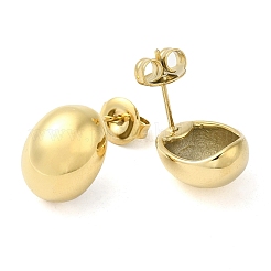 Ion Plating(IP) 304 Stainless Steel Oval Stud Earrings&nbsp;EJEW-Z022-12G