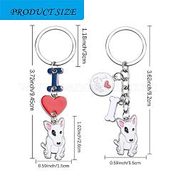 Wewaysmile 犬用キーホルダー 2個 車用キーホルダー ペットペンダント キーリング 可愛い犬用キーリング ポータブル メタルキーホルダー ペット愛好家へのギフト 誕生日 子犬テーマ パーティー用品 (ブルテリア)  プラチナ  9.45x1.5cm&nbsp;JX791A