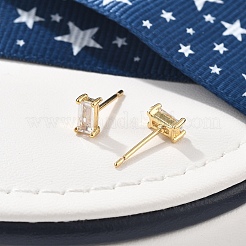 Brass Micro Pave Clear Cubic Zirconia Stud Earrings&nbsp;EJEW-R016-01G-03