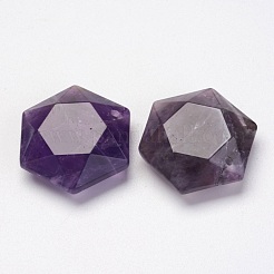 天然石アメジストペンダント  六角  28~29x25x9~10mm  穴：1.5mm&nbsp;X-G-P264-02