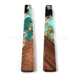 Transparent Resin & Walnut Wood Pendants&nbsp;RESI-N039-67D