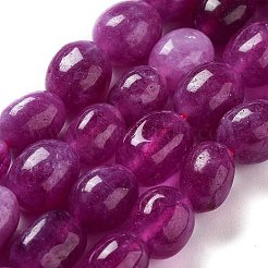天然石マレーシアジェイドビーズ連売り  オーバル  染め  フクシア  11~13x9~10x8.5~10mm  穴：1mm  約16個/連  7.28~7.48インチ（18.5~19cm）&nbsp;G-P528-N12-01
