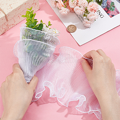 ポリエステルギフト包装紙3袋  バレンタインデー用の花束のパッケージ  ホワイト  14cm  約1.8 M /袋&nbsp;DIY-BC0012-97C