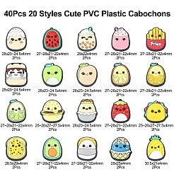 40 個 20 スタイルのかわいい PVC プラスチックカボション  食品と果物  混合図形  ミックスカラー  26~30x21~28x4mm  2個/スタイル&nbsp;KY-CJ0001-66