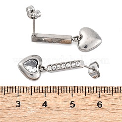 304 Stainless Steel Rhinestone Heart Dangle Stud Earrings&nbsp;EJEW-Q386-03P