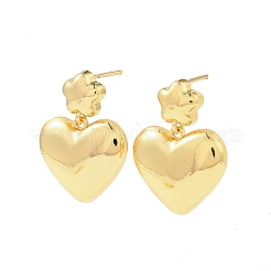 Heart & Star Brass Dangle Stud Earrings&nbsp;EJEW-F389-17G