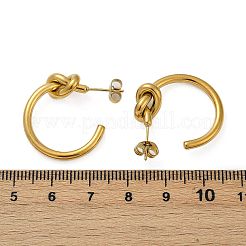 304ステンレススチールノットスタッドピアス  イオンプレーティング（ip）  18KGP本金メッキ  24.5x7.5mm&nbsp;LS-EJEW-S272-04G