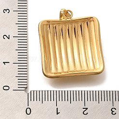 PVD真空メッキ304ステンレスペンダント  201ステンレススチール製アイスピックピンチベイル付き  18KGP本金メッキ  正方形  25x22x5mm  穴：3x6mm&nbsp;STAS-U035-45G-02