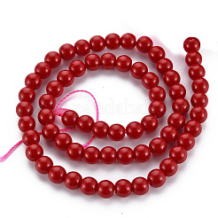 ガラスビーズ連売り  イミテーション翡翠  ラウンド  レッド  6mm  穴：1mm  約65~68個/連  15.35~15.75インチ（39~40cm）&nbsp;LS-GLAA-S192-E-007B