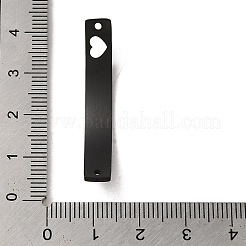304ステンレススチールコネクタチャーム  中空のハートとカーブ長方形のリンク  ガンメタ色  38.5x6x1.5mm  穴：1.4mm&nbsp;STAS-R117-05B