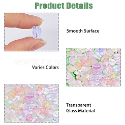 8袋8色の透明ガラスビーズ  チューリップ＆リーフ  ミックスカラー  10.5x8.5x4mm  穴：1mm  1bag /カラー&nbsp;GLAA-HS0001-24