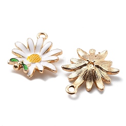 合金エナメルチャーム  花のチャーム  ホワイト  28x21x7mm  穴：2mm&nbsp;FIND-H016-01G-04