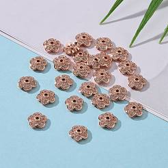 5 -petal真鍮マイクロクリアキュービックジルコニアビーズキャップ  カドミウムフリー＆ニッケルフリー＆鉛フリー  ローズゴールド本金メッキ  9x9x3mm  穴：1.5mm&nbsp;ZIRC-P001-31RG