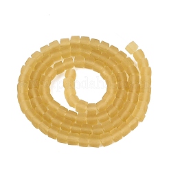 透明なすりガラスビーズ連売り  キューブ  多面カット  ゴールデンロッド  4~4.5x4~4.5x4~4.5mm  穴：1~1.2mm  約97~98個/連  16.14~16.54インチ（41~42cm）&nbsp;GLAA-N072-01A-A03
