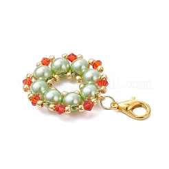 Glass Christmas Wreath Pendant Decorations&nbsp;HJEW-JM04172-02