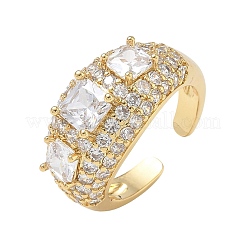 Brass Micro Pave Cubic Zirconia Cuff Open Rings for Women&nbsp;RJEW-L343-13G-03