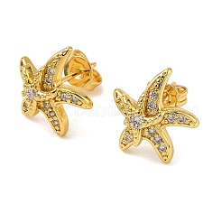 Brass Micro Pave Clear Cubic Zirconia Stud Earrings&nbsp;EJEW-A145-03D-G