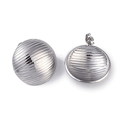 Non-Tarnish Texture Half Round 304 Stainless Steel Stud Earrings for Women&nbsp;EJEW-L283-048P