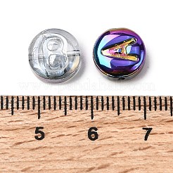 透明なガラスビーズを電気  数字と文字が書かれたフラットラウンド  ミックスカラー  10x4.5mm  穴：1mm&nbsp;EGLA-L047-02A