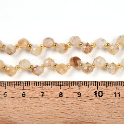 天然シトリン（加熱）ビーズ連売り  シードビーズで  多面カット  ティアドロップ  6~7x5~6.5mm  穴：0.9mm  約49~57個/連  13.58~14.96''（34.5~38センチメートル）  シードビーズ：3x2mm&nbsp;G-T141-47