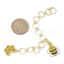 304ステンレススチール編み列カウンターチェーン  合金エナメルペンダント  ミツバチ  14.8cm&nbsp;HJEW-JM01638-04