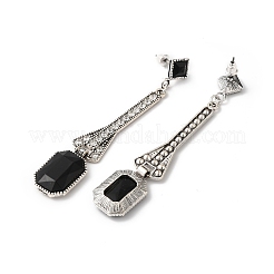Rhinestone Rectangle Dangle Stud Earrings&nbsp;EJEW-D054-01AS-02