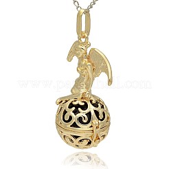 Golden Tone Brass Hollow Round Cage Pendants&nbsp;KK-J242-04G