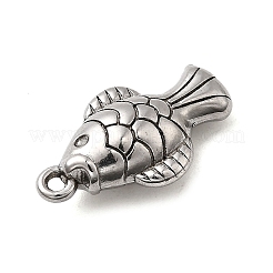 304ステンレスペンダント  魚のチャーム  ステンレス鋼色  19.5x11x5.5mm  穴：1.2mm&nbsp;STAS-B103-05A-P