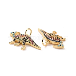 Dinosaur Brass Micro Pave Colorful Cubic Zirconia Charms&nbsp;KK-G435-37G
