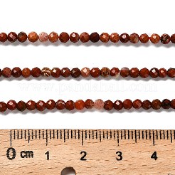 天然石レッドジャスパービーズ連売り  多面カットラウンド  3mm  穴：0.7mm  約136~137個/連  14.96~15.16''（38~38.5センチメートル）&nbsp;G-RM2025-38-3mm