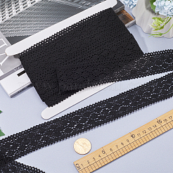 10ヤードのフラットコットンレースリボン  花柄レーストリム  縫製装飾工芸品  ブラック  1-5/8~1-3/4インチ（42~43mm）&nbsp;OCOR-GF0002-78B