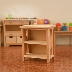 ミニチュア 3 層の木製の陳列だな  ドールハウス用  長方形  砂茶色  33x65x72mm&nbsp;MIMO-PW0001-066