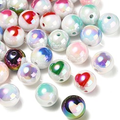 100Pcs Two Tone UV Plating Opaque Acrylic Beads&nbsp;OACR-CJ0001-34
