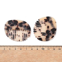 不透明セルロースアセテートペンダント  ヒョウ柄の櫛  桃パフ  50x44x2.5mm  穴：3mm&nbsp;OACR-S046-02B
