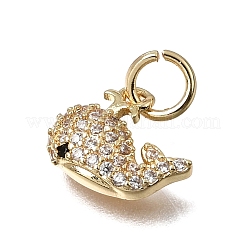Brass Micro Pave Clear Cubic Zirconia Charms&nbsp;KK-D110-08B-G