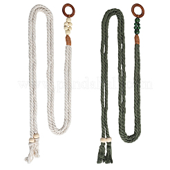 2Pcs 2 Colors Handmade Weaving Cotton Tie Knot Waist Chain Belts for Women Ladies Dress&nbsp;AJEW-CP0010-56A