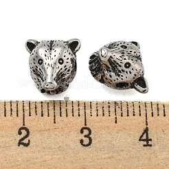 動物 304 ステンレス ビーズ  アンティークシルバー  ヒョウ  9.5x9.5x8.5mm  穴：2mm&nbsp;STAS-E214-11AS-02
