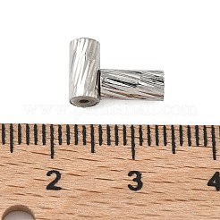 真鍮製マグネットクラスプ  テクスチャードカラム  プラチナ  8x4mm  穴：1mm&nbsp;KK-C066-16P