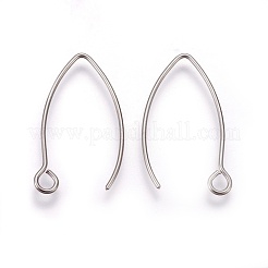 変色しにくい304ステンレススチール製ピアスフック  水平ループ付き  ステンレス鋼色  25.5x15x0.8mm  穴：2mm  20ゲージ  ピン：0.8mm&nbsp;STAS-O119-03P