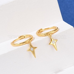 Star 925 Sterling Silver Micro Pave Clear Cubic Zirconia Hoop Earrings for Women&nbsp;EJEW-G427-03G