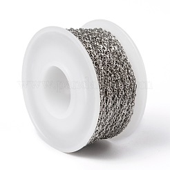 変色しにくい304ステンレススチールロープチェーン  スプールで  ハンダ付け  ステンレス鋼色  2.5x2x0.3mm  約32.8フィート（10m）/ロール&nbsp;CHS-H008-01P