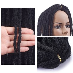 ドレッドロック拡張  ツイスト編みヘアヒッピーかぎ針編み三つ編み用  耐熱高温繊維  ブラック  20インチ（50.8cm）/連  24連売り/ pc&nbsp;LS-OHAR-G005-13A