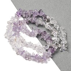 天然水晶とアメジストのビーズ連売り  チップ  4~17x4~10x1~8mm  穴：0.8~1mm  約15.35~16.14インチ（39~41cm）&nbsp;G-L610-A02-A01