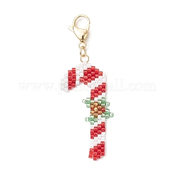 5Pcs Christmas Themed Glass Seed Beaded Pendant Decorations&nbsp;HJEW-MZ00341